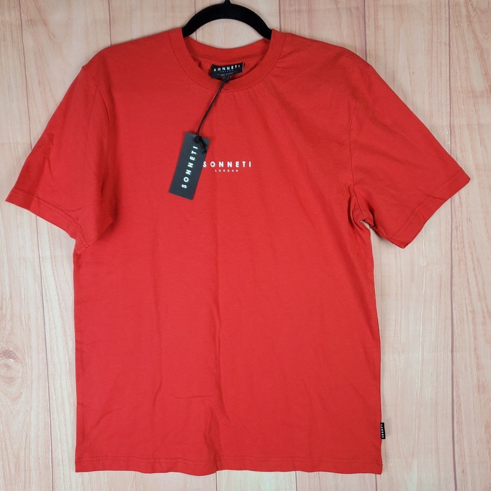 Sonneti London Essential T Shirt Mens Medium Red Cotton Logo Slim Fit Casual